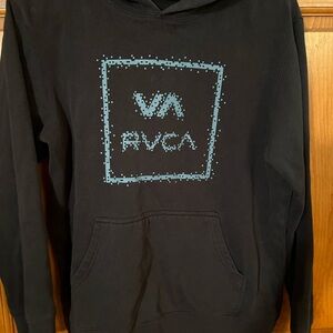 RVCA Men's Black Hoodie with Blue Graphic